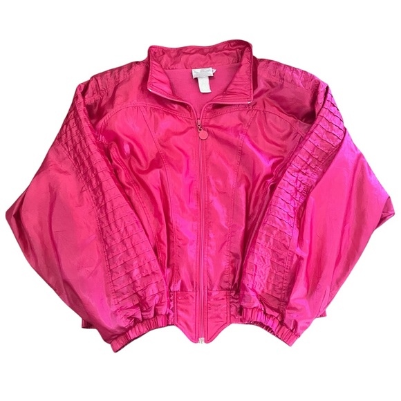 Vintage 90s Adidas Hot Pink Metallic Tracksuit Set Windbreaker Size Large - Picture 2 of 15